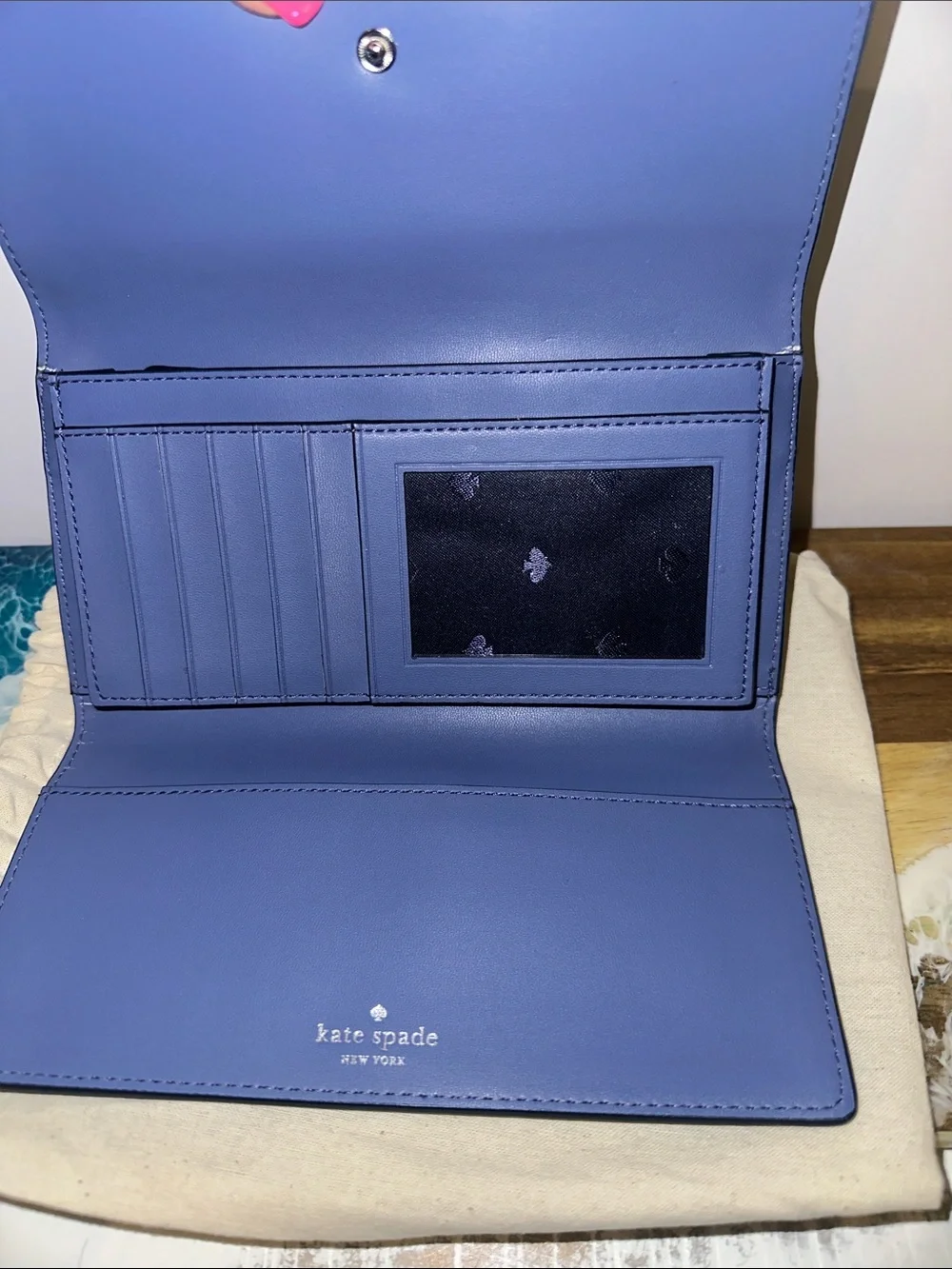 kate spade Blue Pebbled Leather Continental Wallet